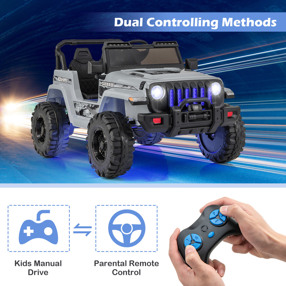 12V Kids Ride-On Jeep Car with 2.4G Remote Control