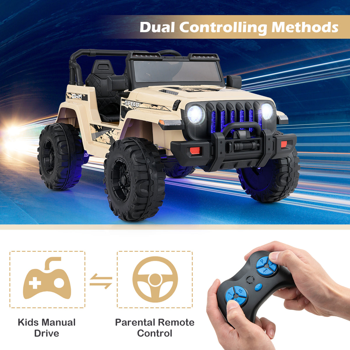 12V Kids Ride-On Jeep Car with 2.4G Remote Control