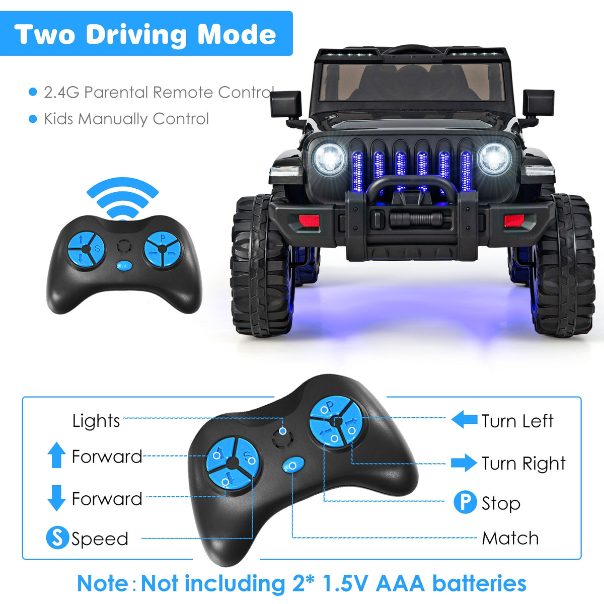 12V Kids Ride-On Jeep Car with 2.4G Remote Control