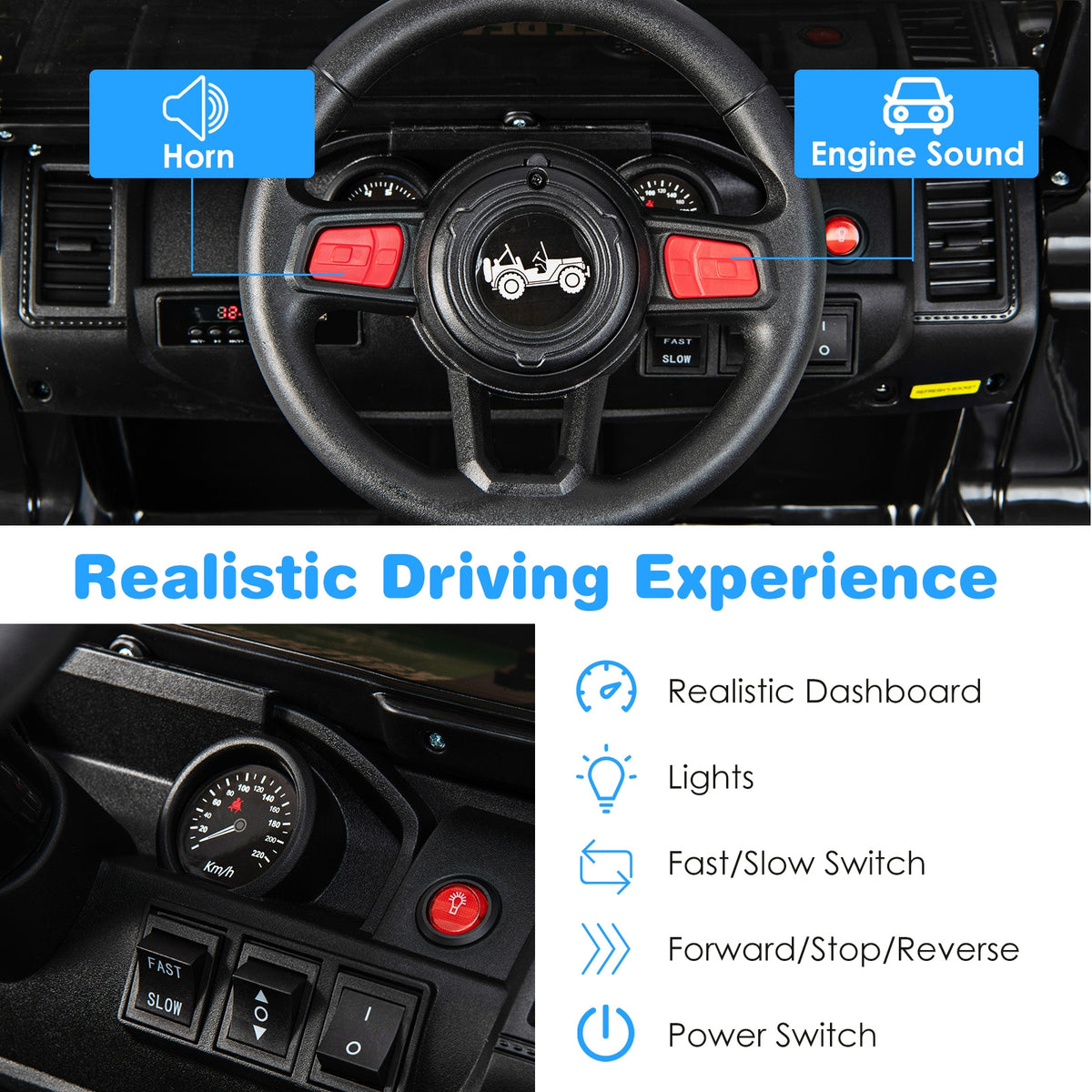 12V Kids Ride-On Jeep Car with 2.4G Remote Control