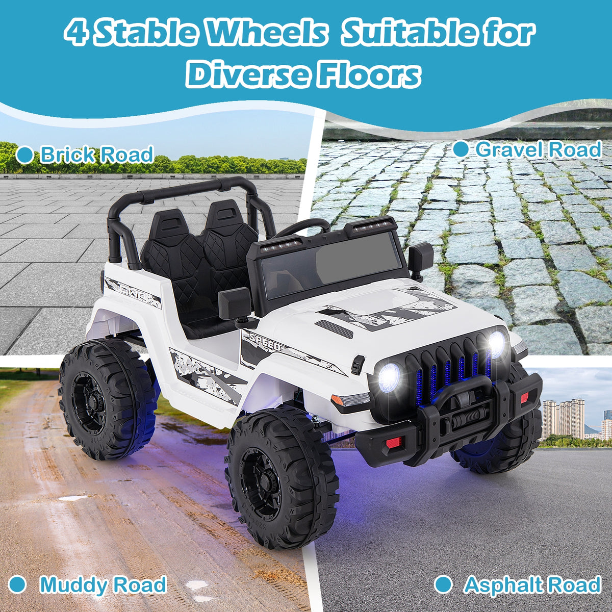 12V Kids Ride-On Jeep Car with 2.4G Remote Control