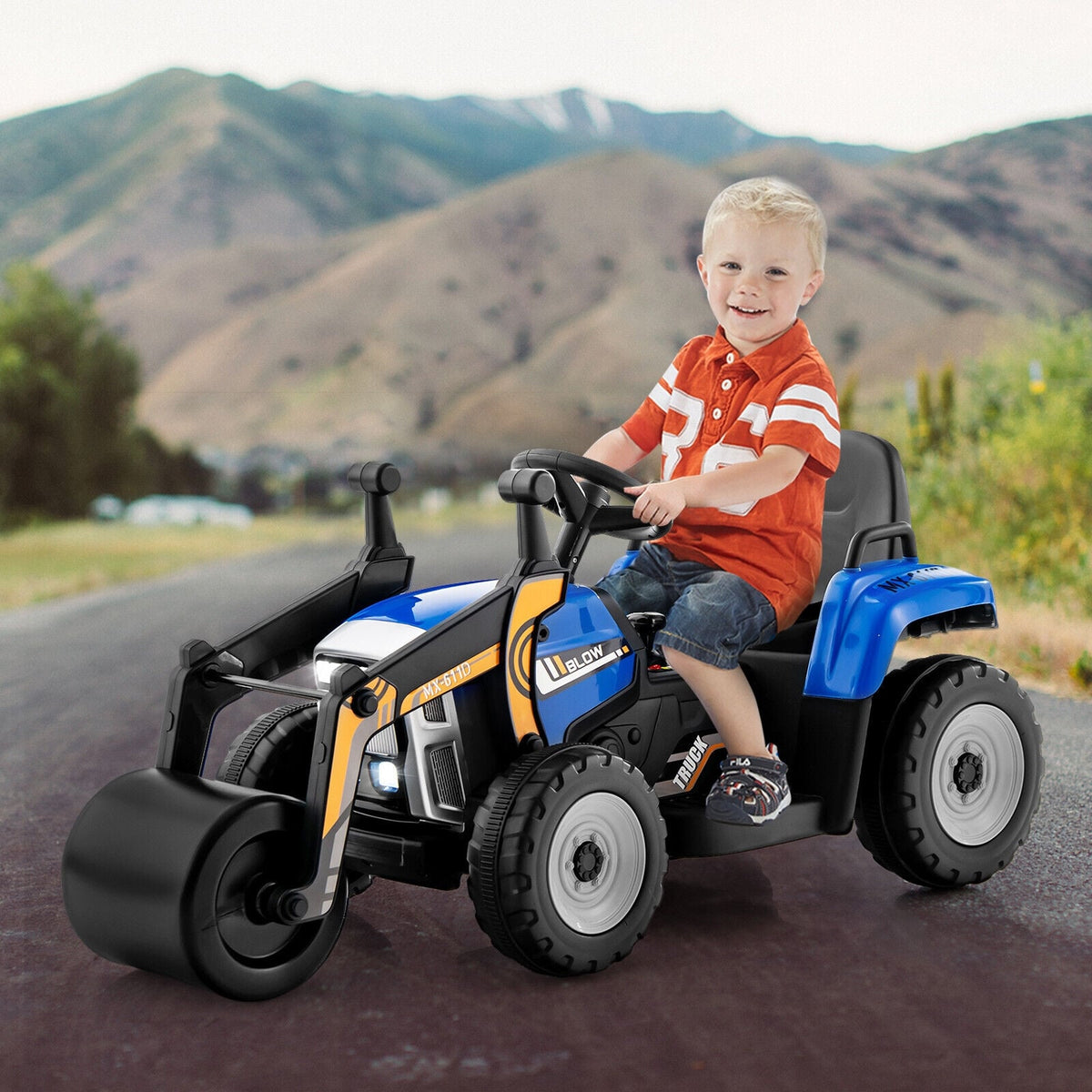 12V Kids Ride-On Road Roller with 2.4G Remote Control