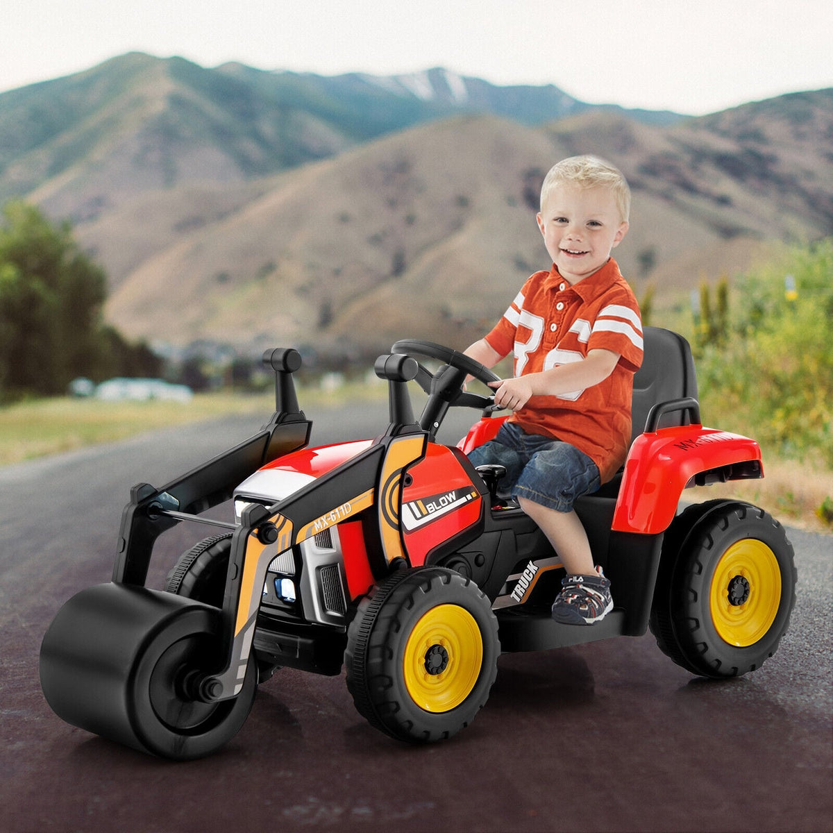 12V Kids Ride-On Road Roller with 2.4G Remote Control