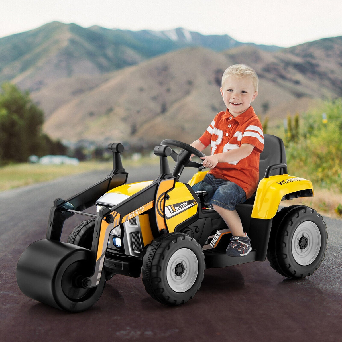 12V Kids Ride-On Road Roller with 2.4G Remote Control
