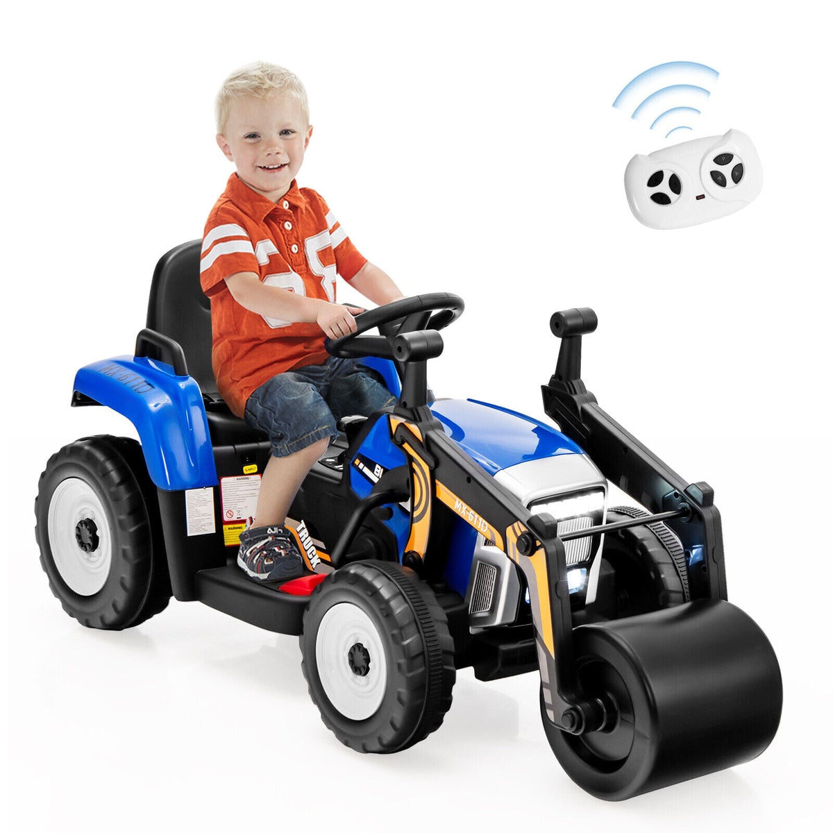 12V Kids Ride-On Road Roller with 2.4G Remote Control