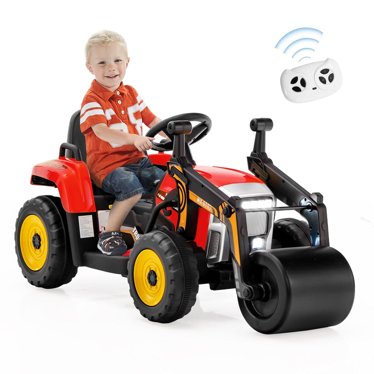 12V Kids Ride-On Road Roller with 2.4G Remote Control