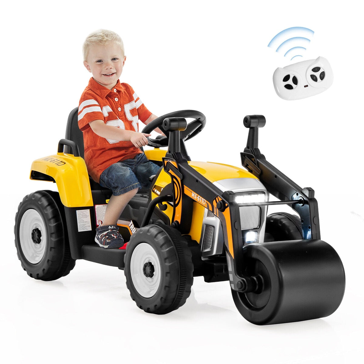 12V Kids Ride-On Road Roller with 2.4G Remote Control