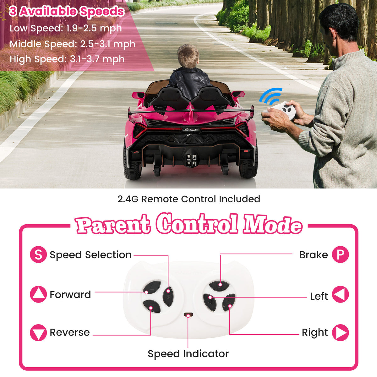 Lamborghini 12V 4WD Kids Ride-on Sports Car with Remote Control