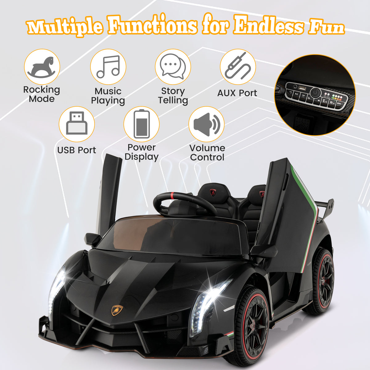 Lamborghini 12V 4WD Kids Ride-on Sports Car with Remote Control