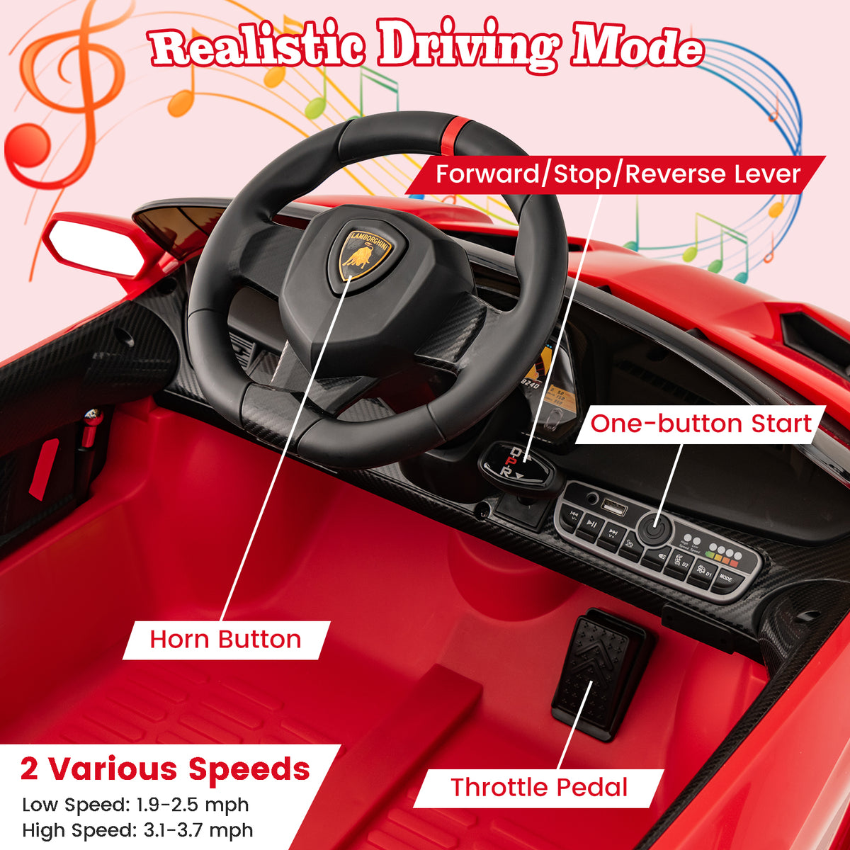 Lamborghini 12V 4WD Kids Ride-on Sports Car with Remote Control
