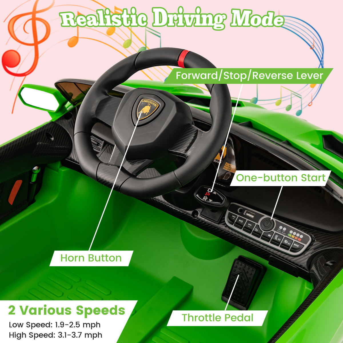 Lamborghini 12V 4WD Kids Ride-on Sports Car with Remote Control