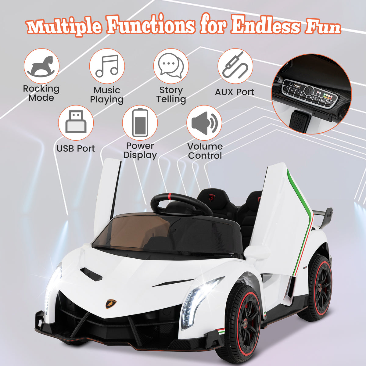 Lamborghini 12V 4WD Kids Ride-on Sports Car with Remote Control