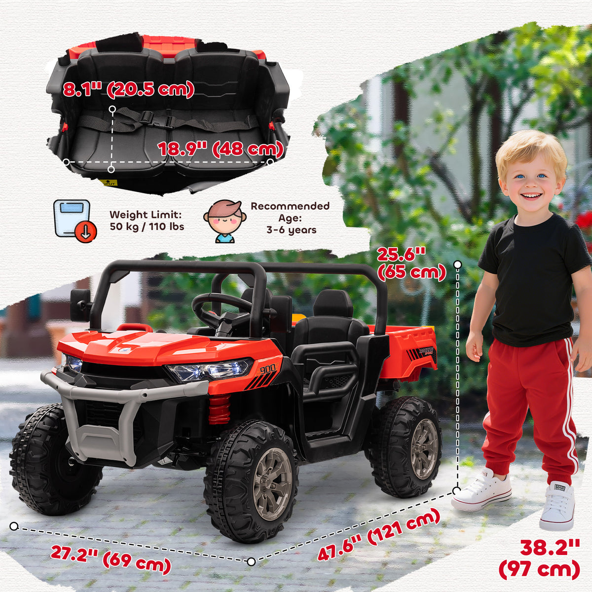 12V Ride on Car with Electric Bucket, Two-Seater, Shovel, Remote Control, Spring Suspension, Horn, Music-Toys & Games > Baby & Toddler Toys > Electric Ride-On Toys > Electric Toy Cars-DECOROLALA