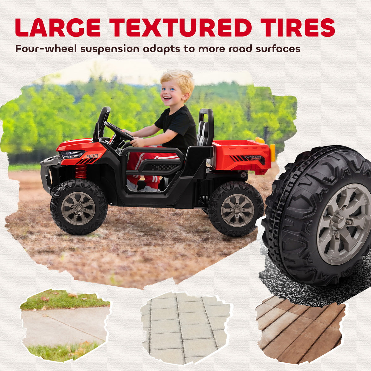 12V Ride on Car with Electric Bucket, Two-Seater, Shovel, Remote Control, Spring Suspension, Horn, Music-Toys & Games > Baby & Toddler Toys > Electric Ride-On Toys > Electric Toy Cars-DECOROLALA
