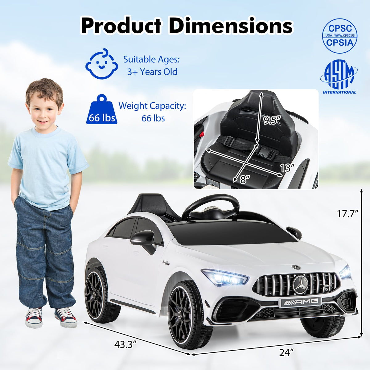 12V Kids Ride on Car Mercedes-Benz AMG CLA 45 with Remote