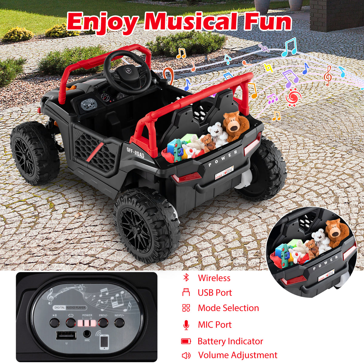 12V Kids Ride on Truck Off-Road UTV with Parental Remote and Lights