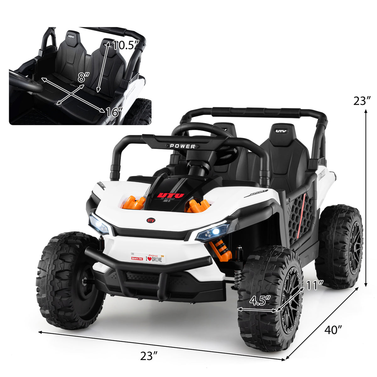 12V Kids Ride on Truck Off-Road UTV with Parental Remote and Lights