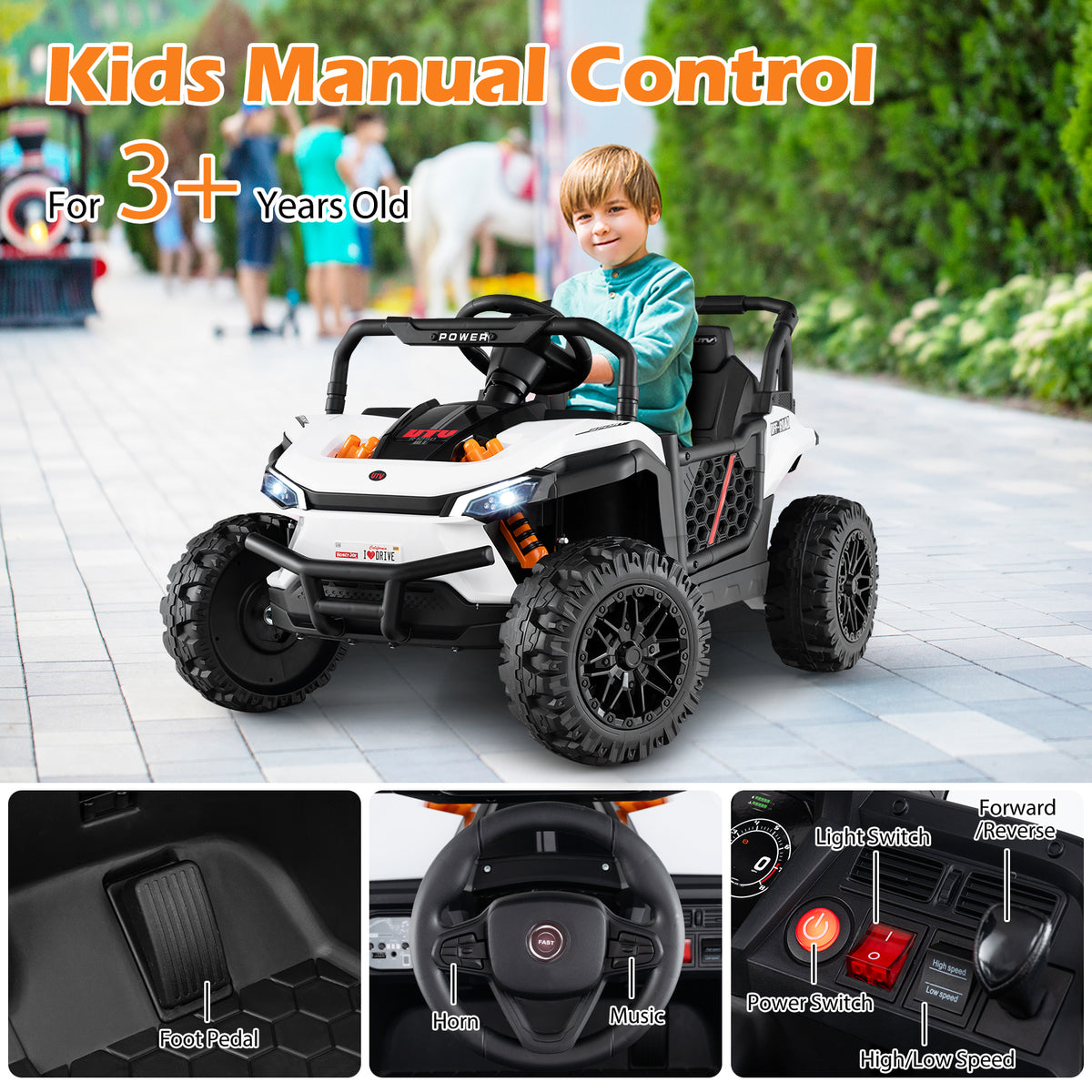 12V Kids Ride on Truck Off-Road UTV with Parental Remote and Lights