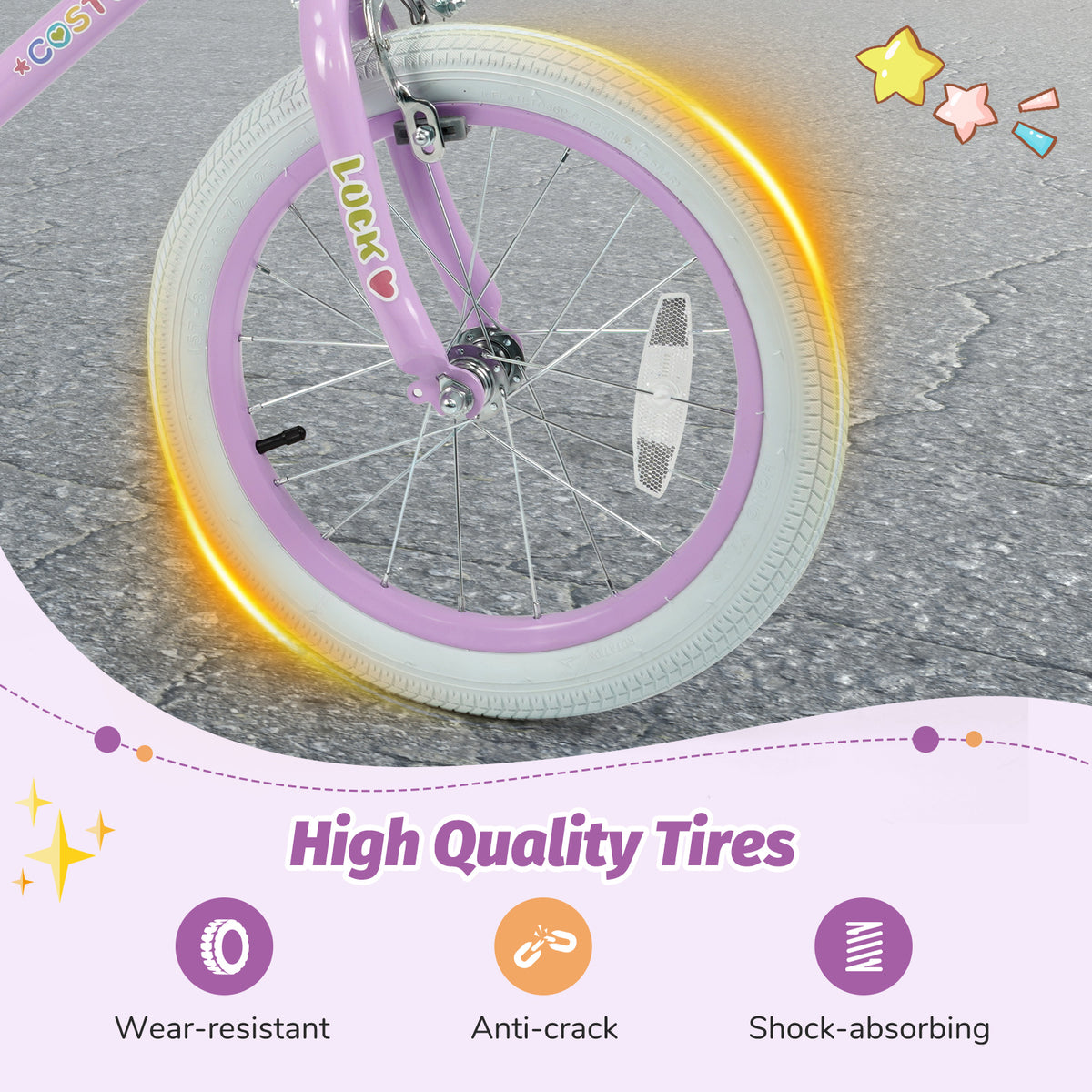 Kids Bike Adjustable for 3-8 Years Old Children - Stars & Moon