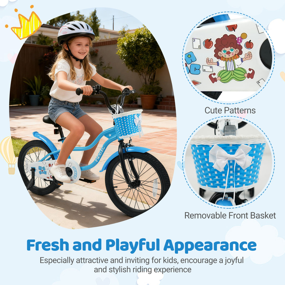12/14/ Kids Bike with Training Wheels and Basket Color-12