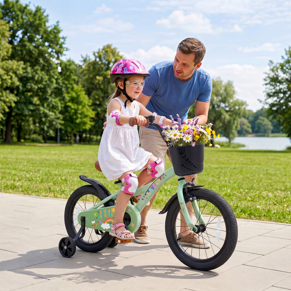 Girls Bike for 3-5 Years Old with Basket - Spring Party