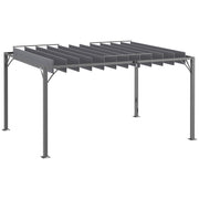 12.8' x 9.7' Louvered Metal Pergola - Grey-DECOROLALA
