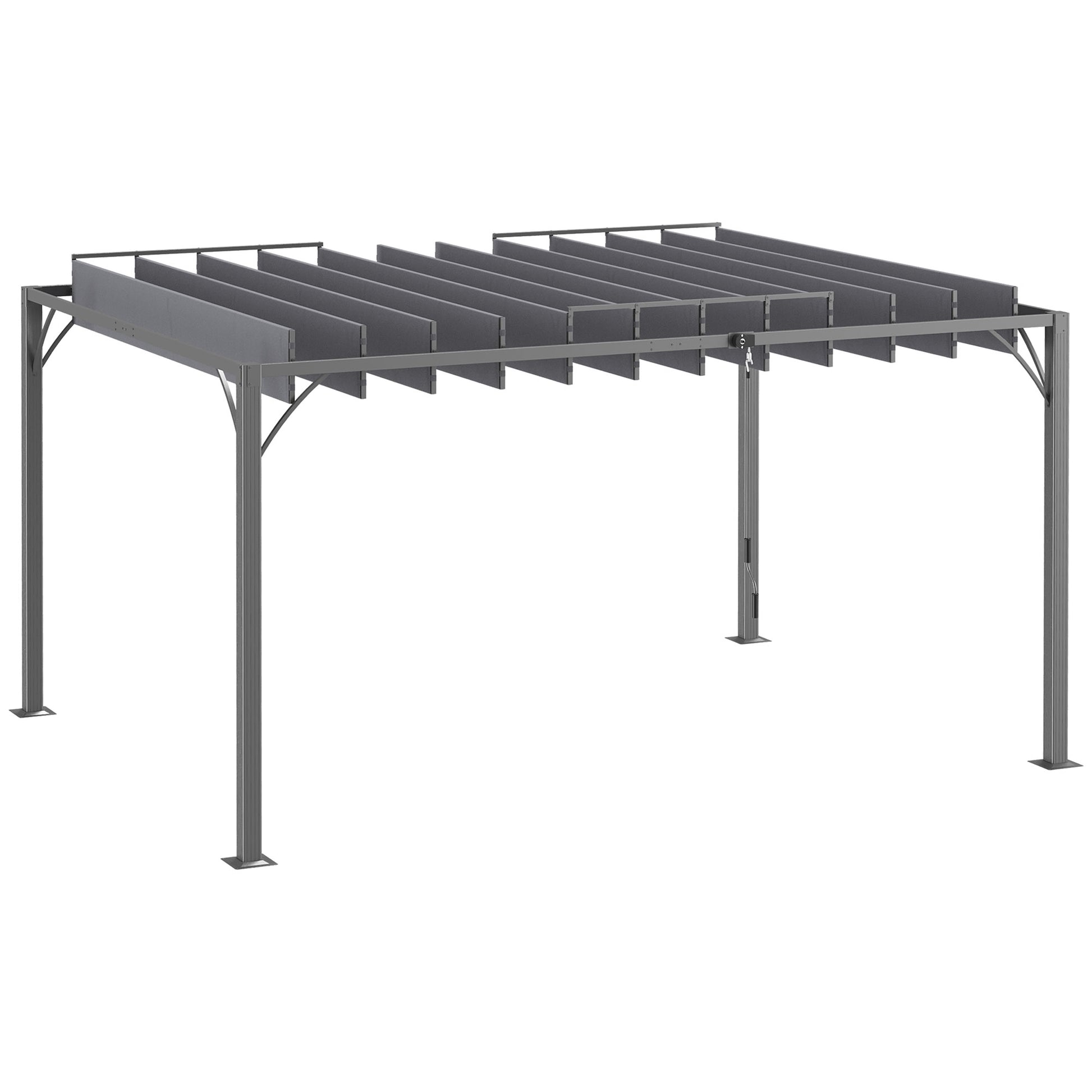 12.8' x 9.7' Louvered Metal Pergola - Grey-DECOROLALA