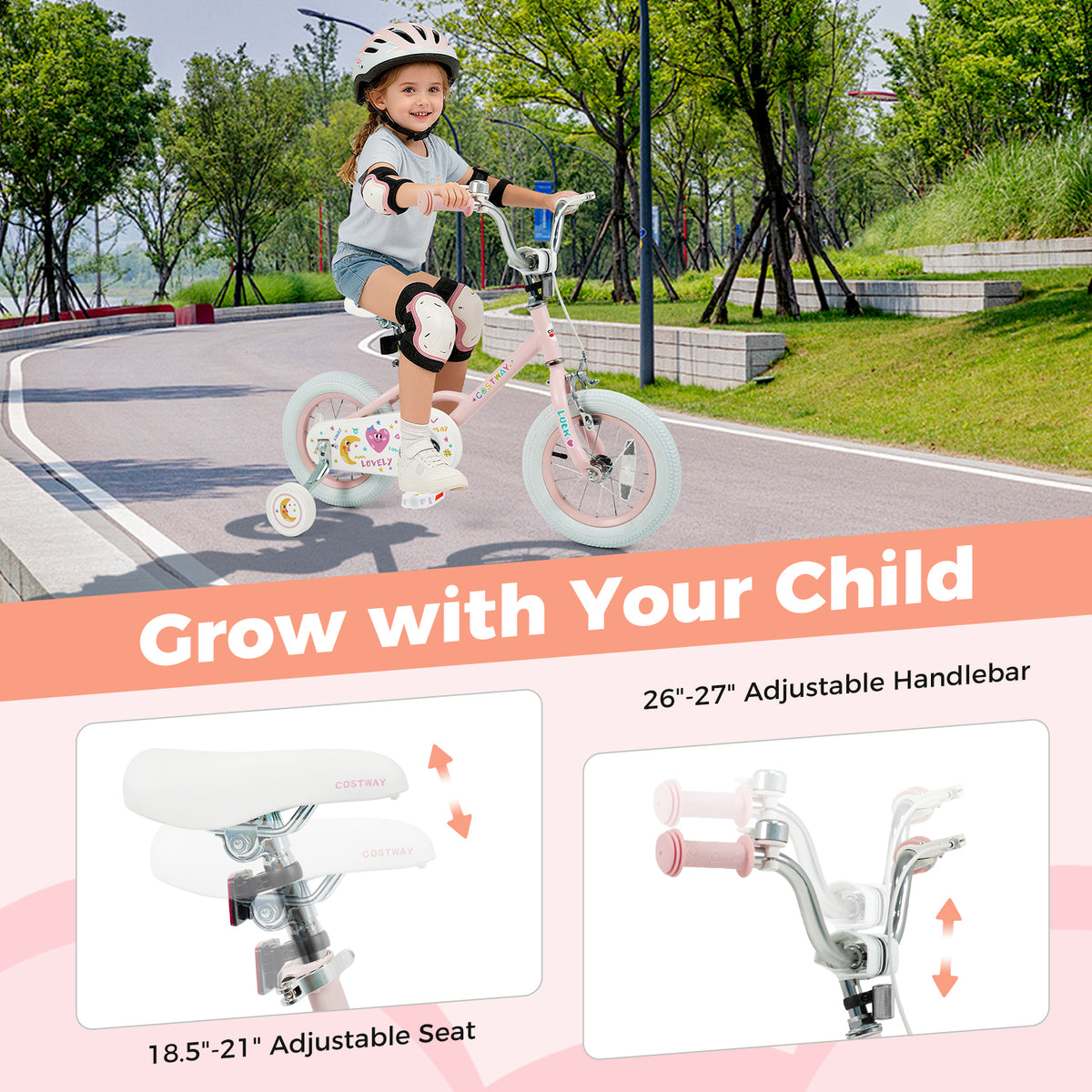 Vélo pour enfants réglable pour enfants de 3 à 8 ans - Étoiles et Lune