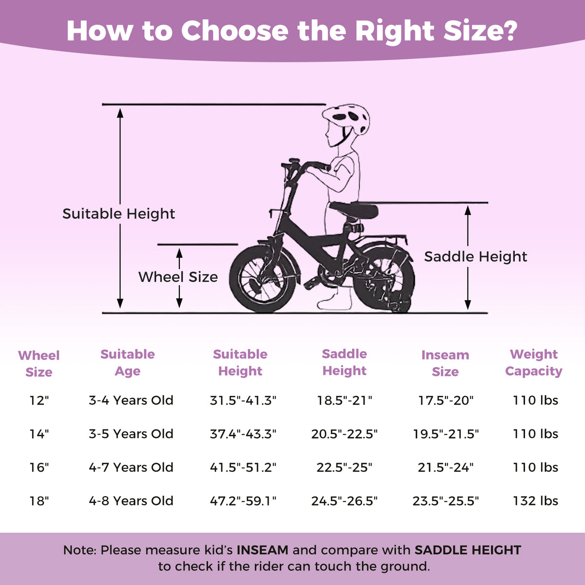 Kids Bike Adjustable for 3-8 Years Old Children - Stars & Moon