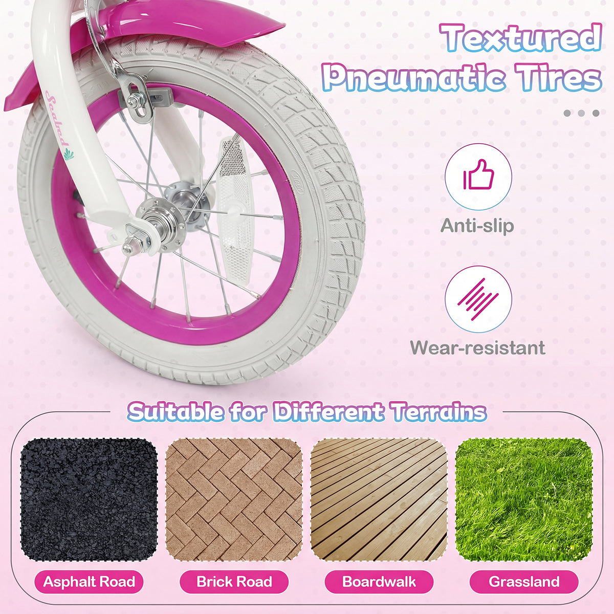 Kids Bike Adjustable with Basket and Streamers - Princess of the Sea Theme