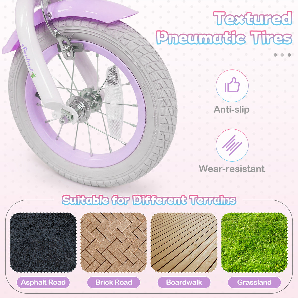 Vélo pour enfant réglable avec panier et rubans - Thème Princesse de la mer