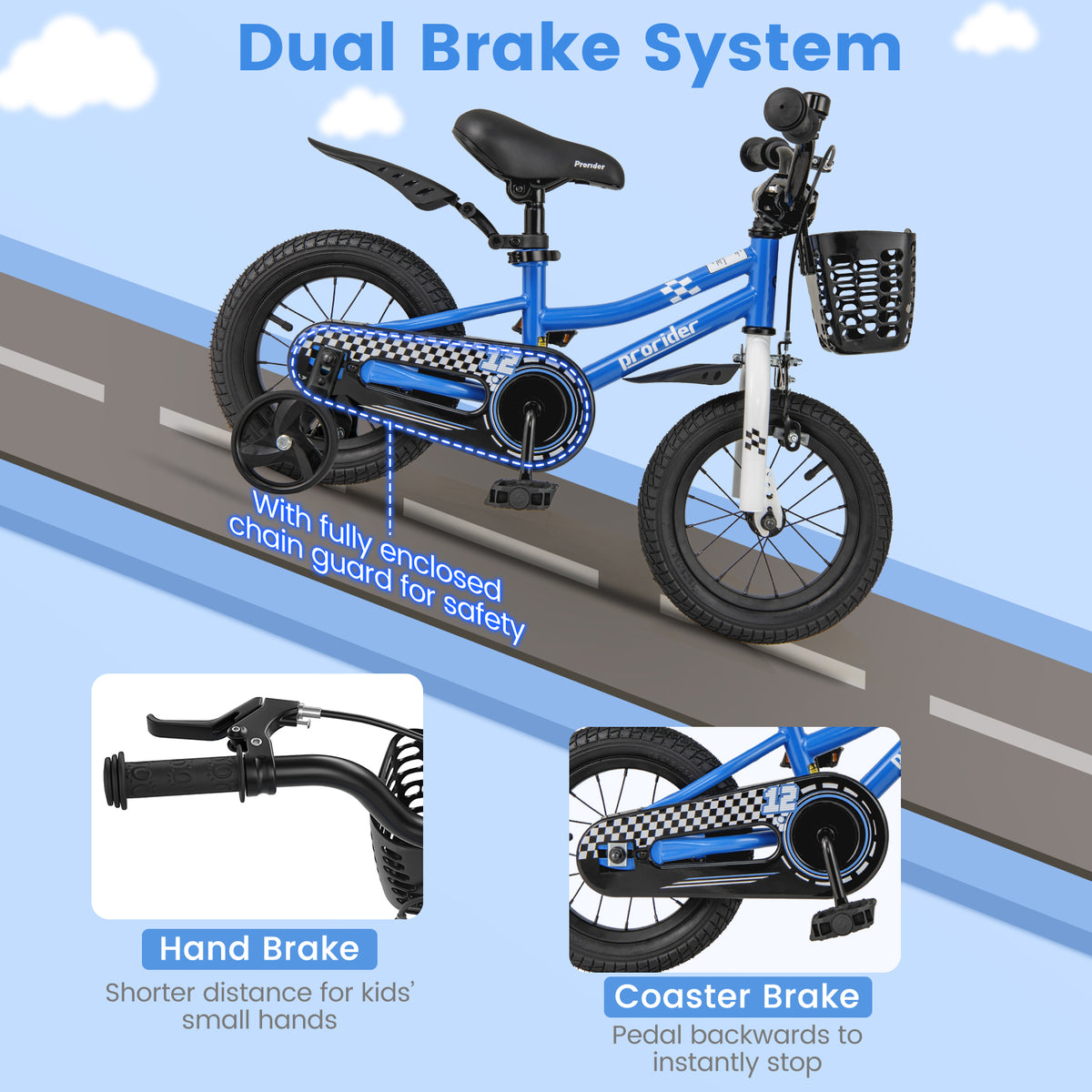 Kids Bike Children Bicycle with Training Wheels for 3-4 Years Old