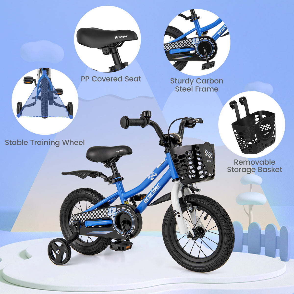 Kids Bike Children Bicycle with Training Wheels for 3-4 Years Old