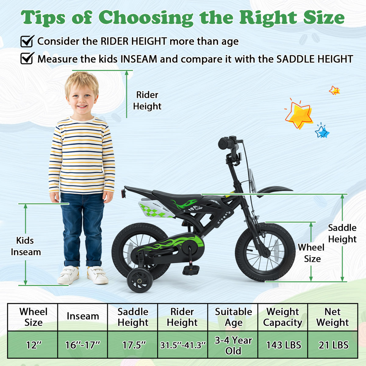 Kids Bike Motorcycle-Inspired for Boy Girl Ages 3-4 Years
