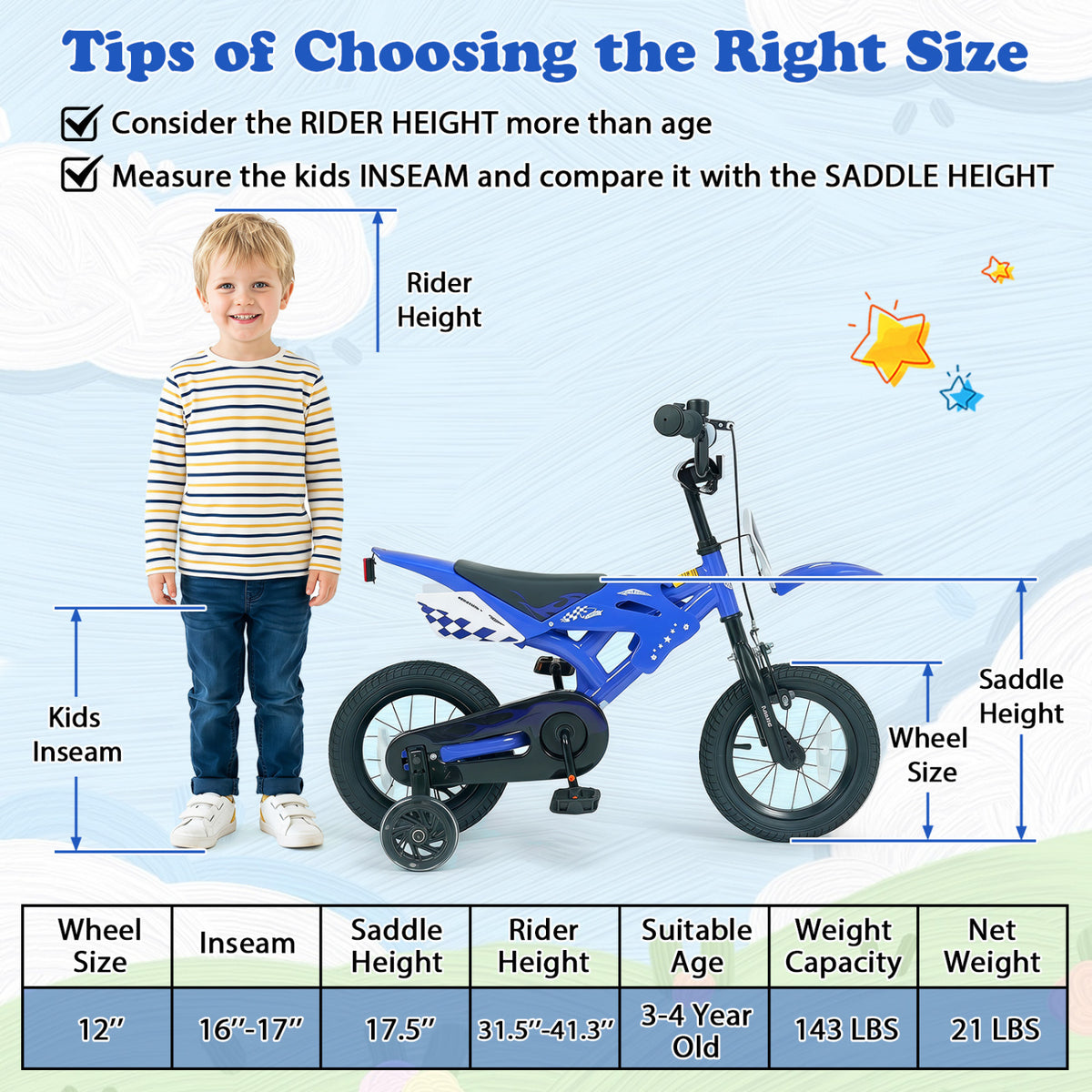 Kids Bike Motorcycle-Inspired for Boy Girl Ages 3-4 Years
