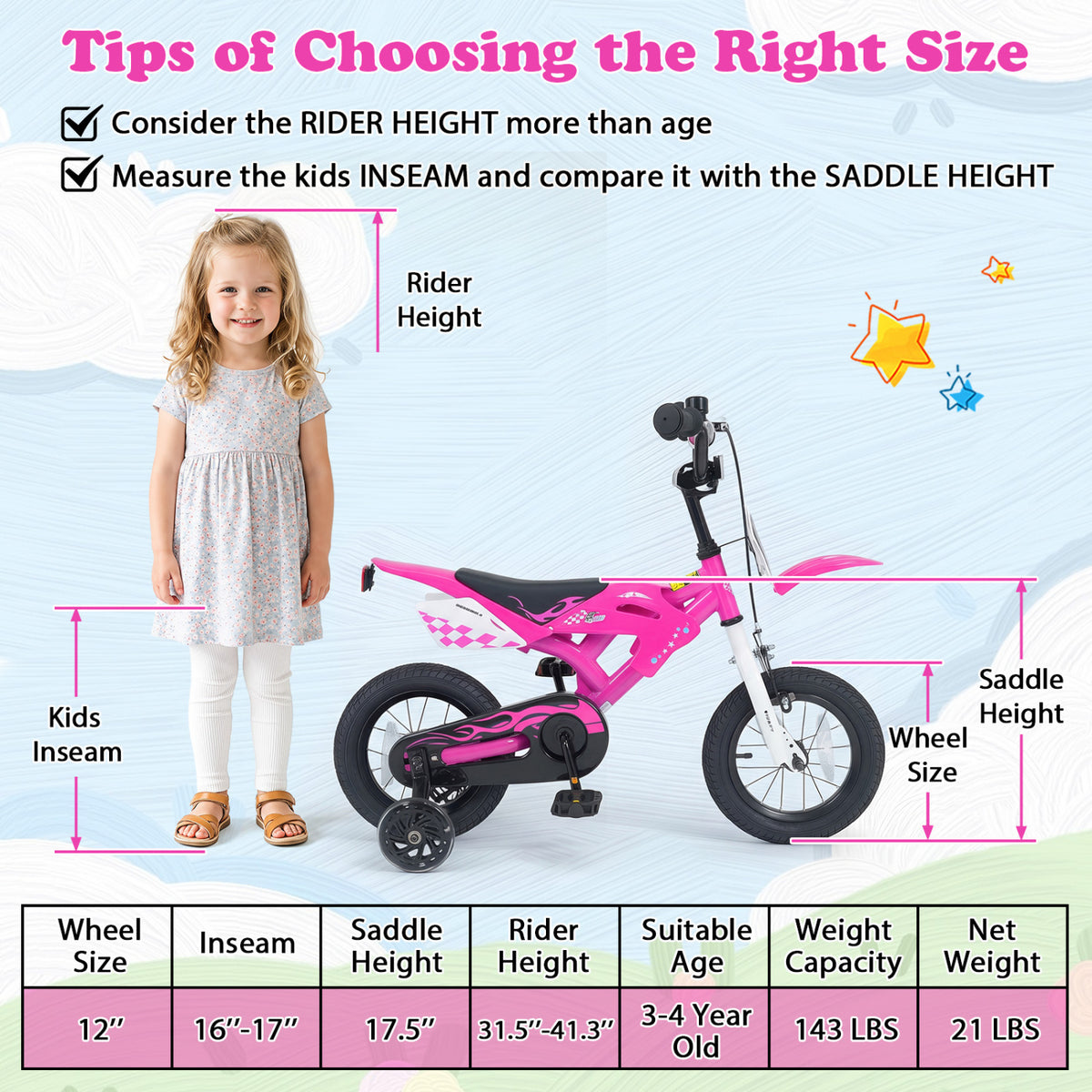 Kids Bike Motorcycle-Inspired for Boy Girl Ages 3-4 Years