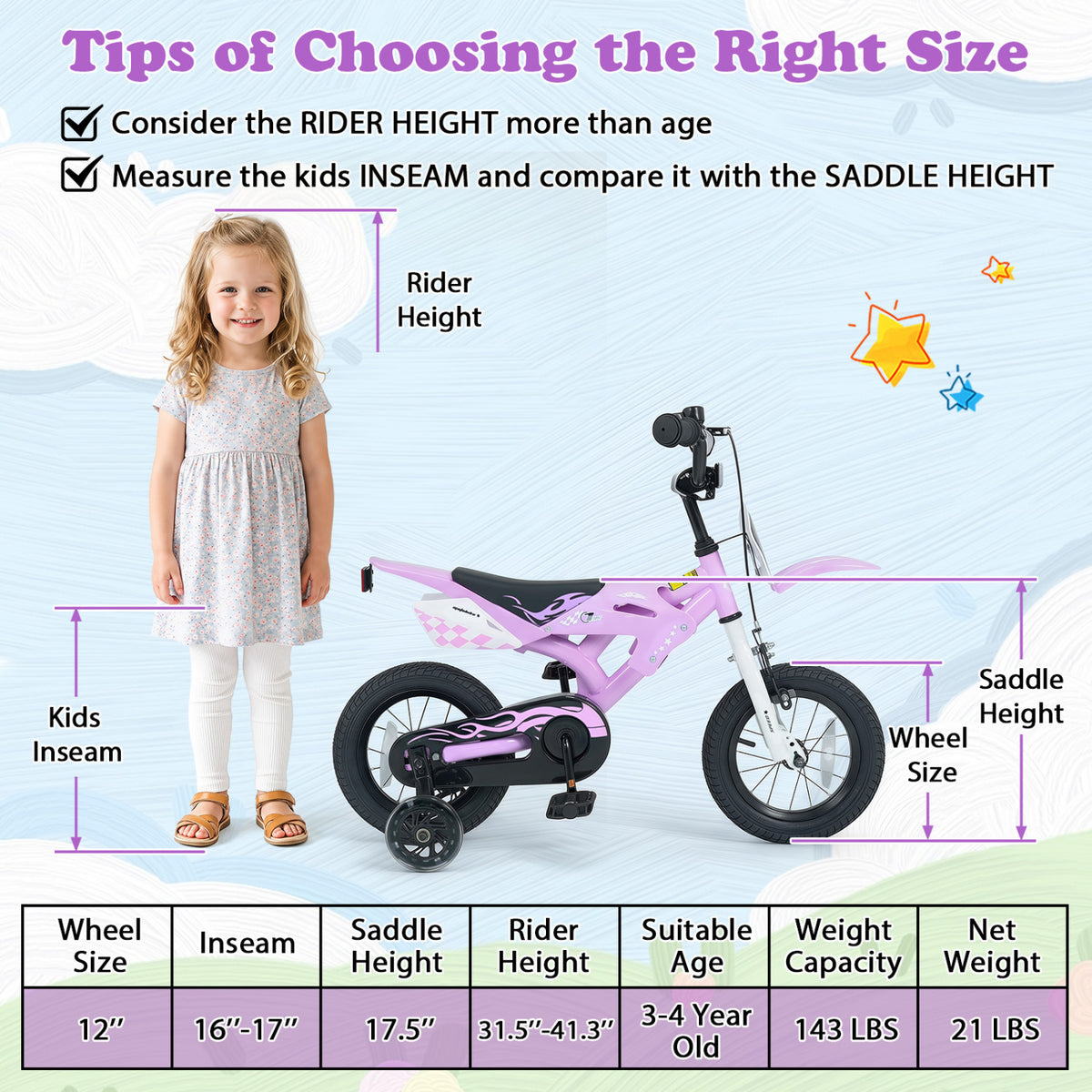 Kids Bike Motorcycle-Inspired for Boy Girl Ages 3-4 Years