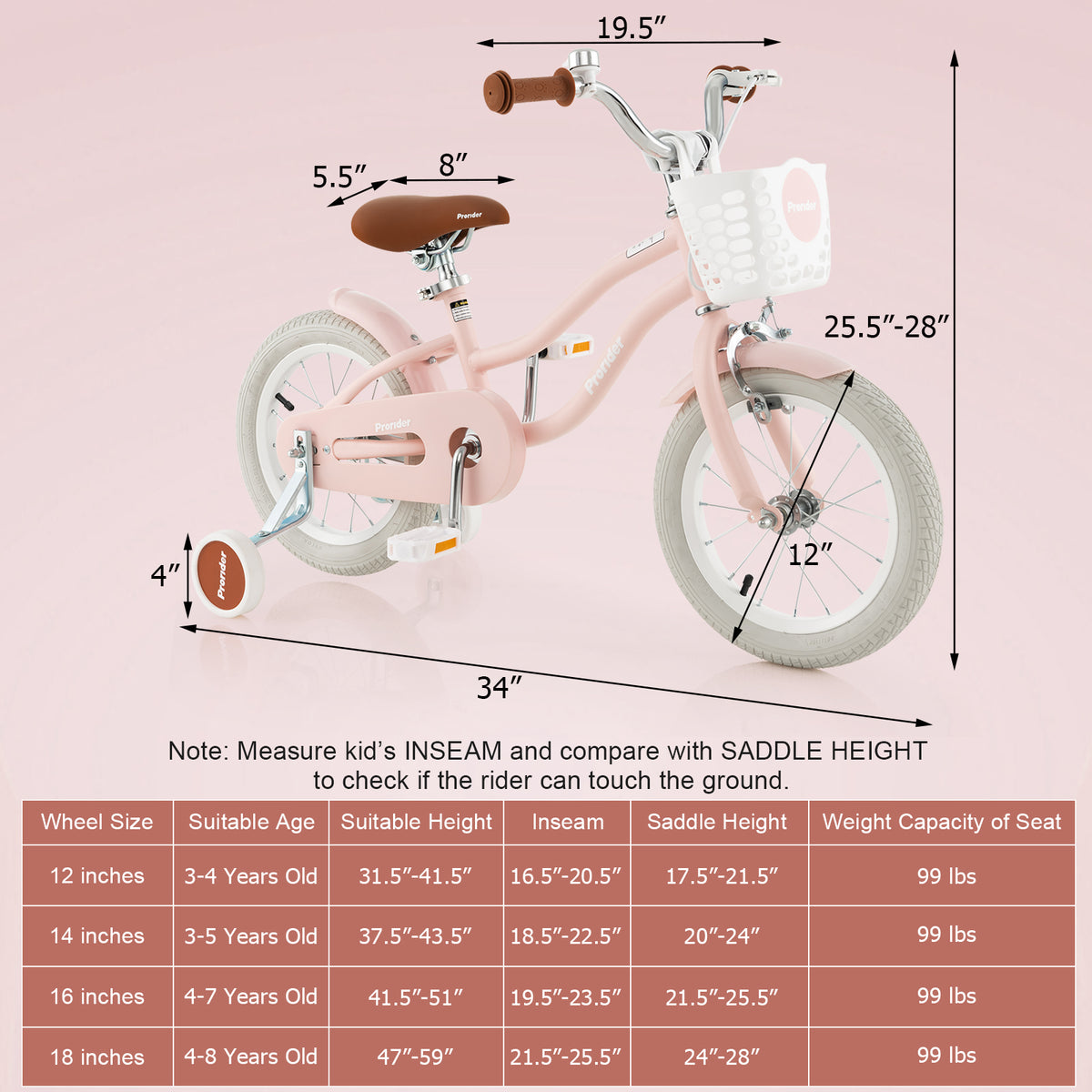 Vélo pour enfants avec frein à main avant et 2 roues stabilisatrices