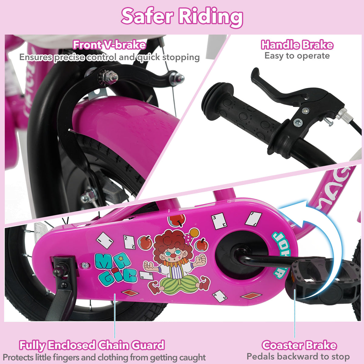Vélo pour enfant avec petites roues pour 3-4 ans - Rose magique