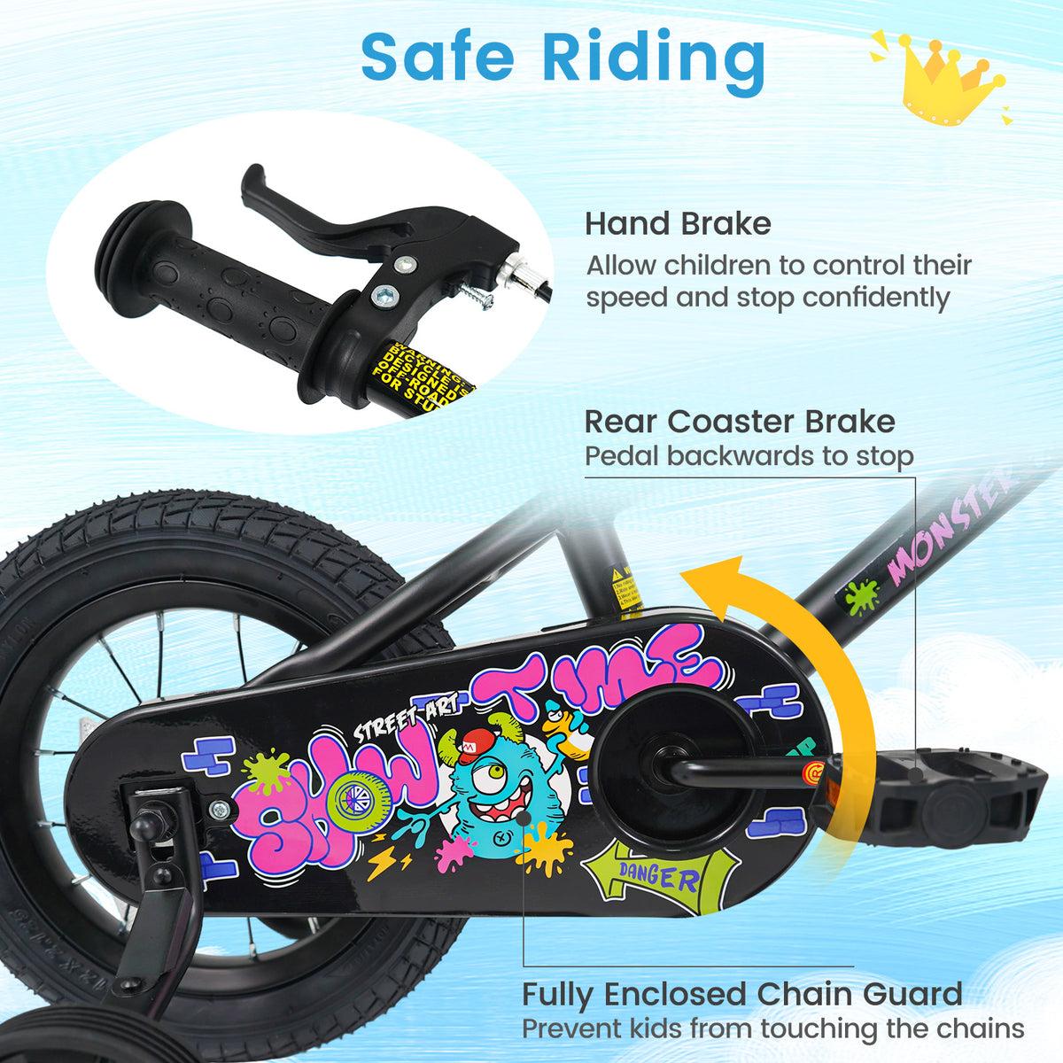 Kids Bike with Training Wheels for Ages 4-8 Years Old - Street Art Time