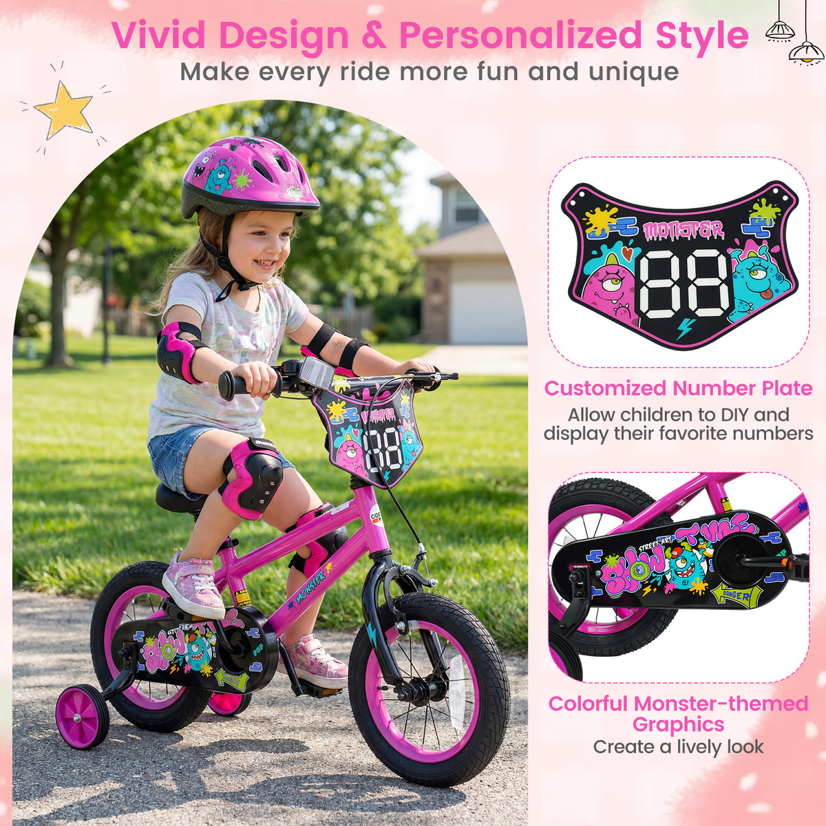 Kids Bike with Training Wheels for Ages 3-4 Years Old - Street Art Time