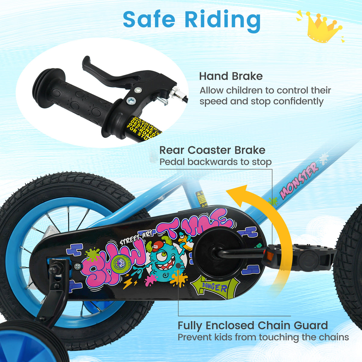 Kids Bike with Training Wheels for Ages 3-5 Years Old - Street Art Time