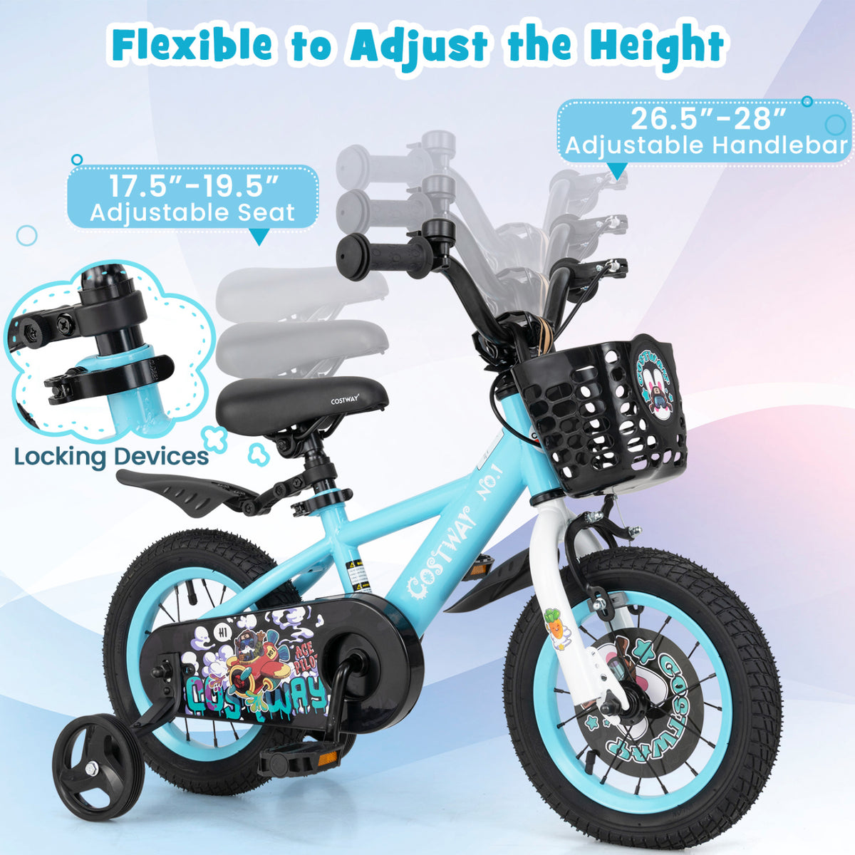 Kids Bike with Adjustable Handlebar and Saddle for 4-8 Years Old