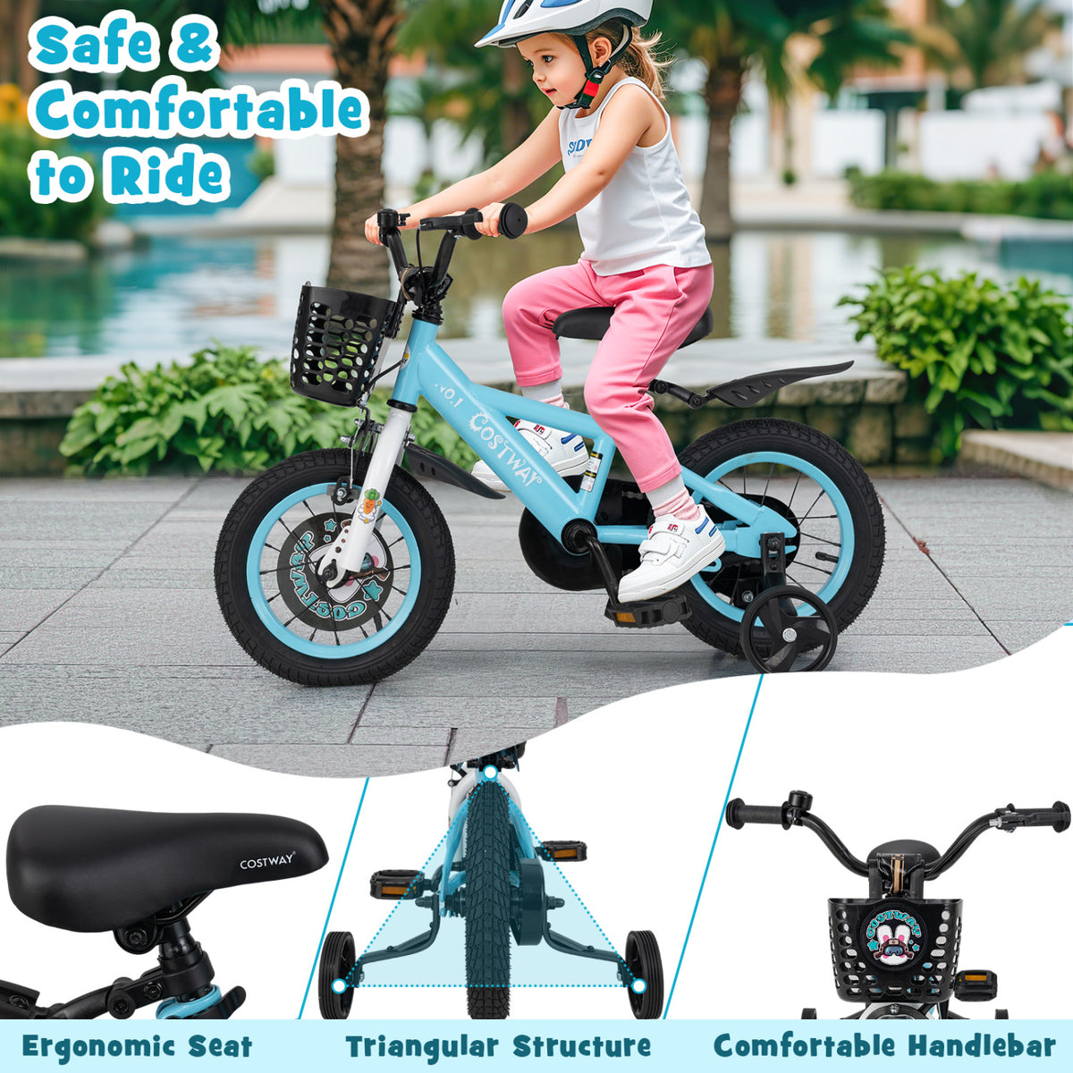 Kids Bike with Adjustable Handlebar and Saddle for 4-8 Years Old