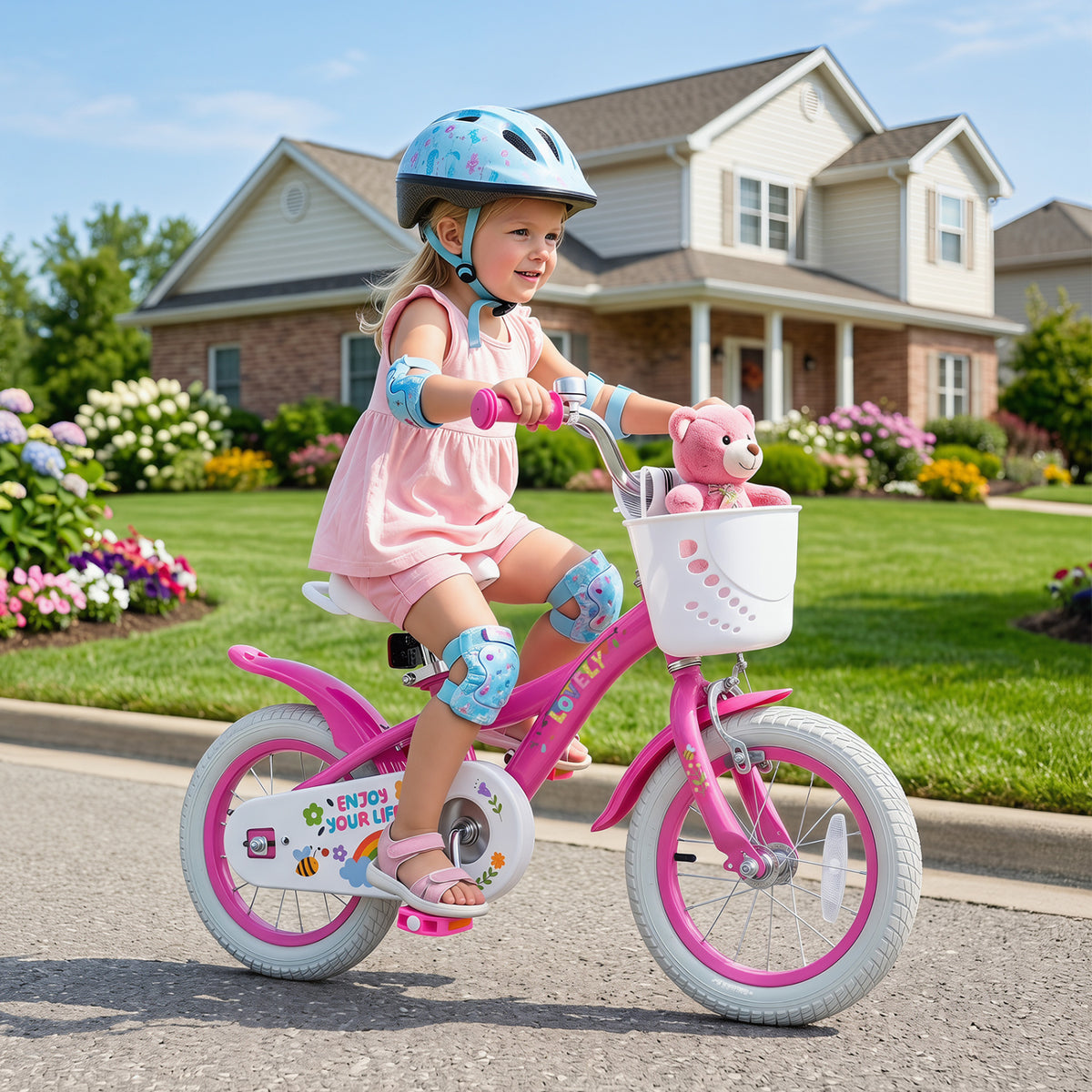 Girls Bike for 3-4 Years Old with Basket - Spring Party