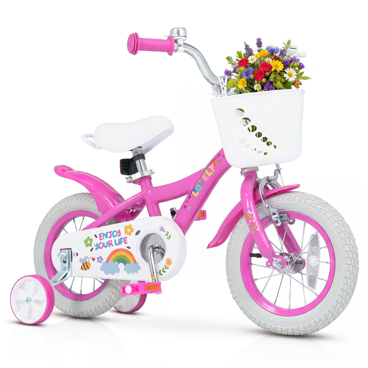 Girls Bike for 3-4 Years Old with Basket - Spring Party