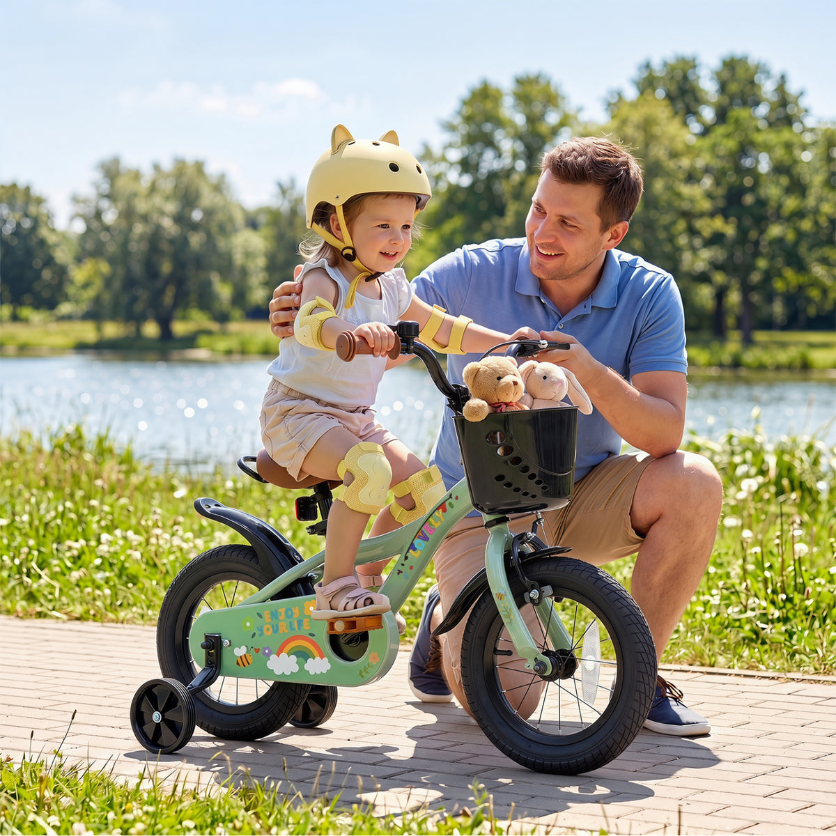 Girls Bike for 3-5 Years Old with Basket - Spring Party