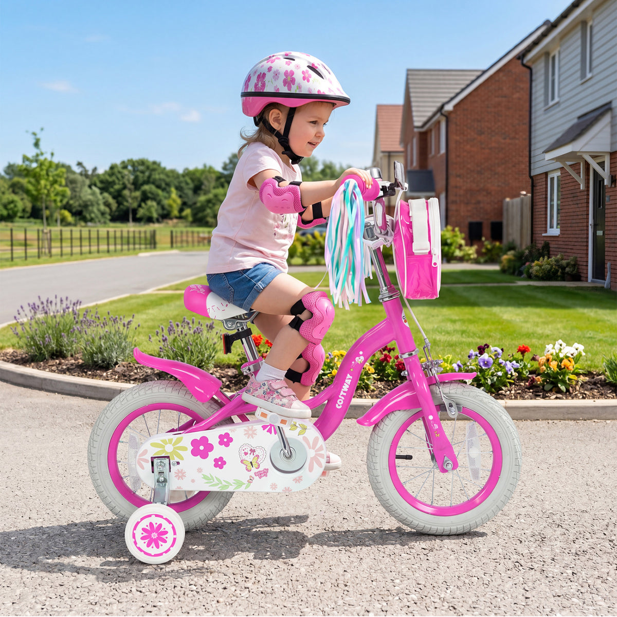 Vélo pour fille avec sac avant et rubans pour 3-4 ans