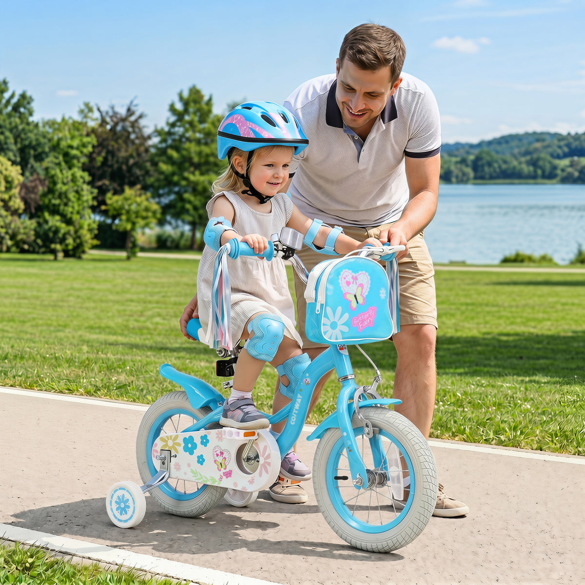 Girls Bike with Front Bag and Streamers for 3-4 Years
