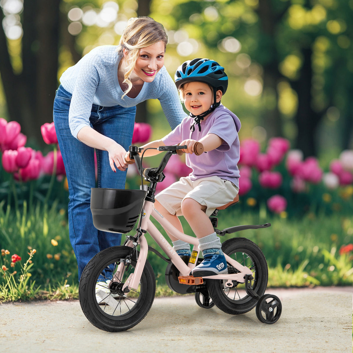 Vélo pour enfants avec panier et guidon réglable pour les 4-7 ans